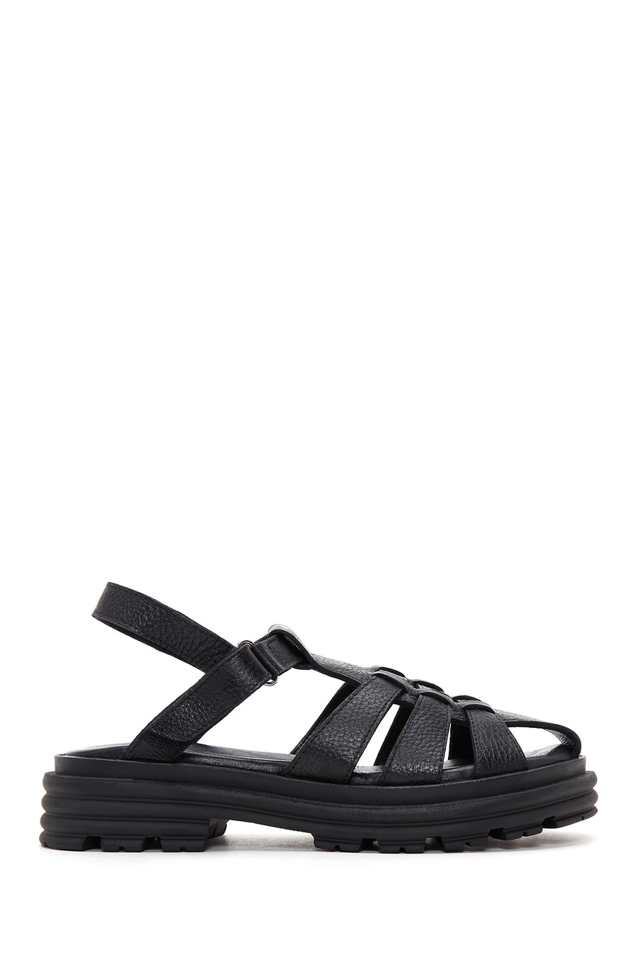 Women's Black Ankle Strap Leather Sandals 24SFD2001FT | Derimod