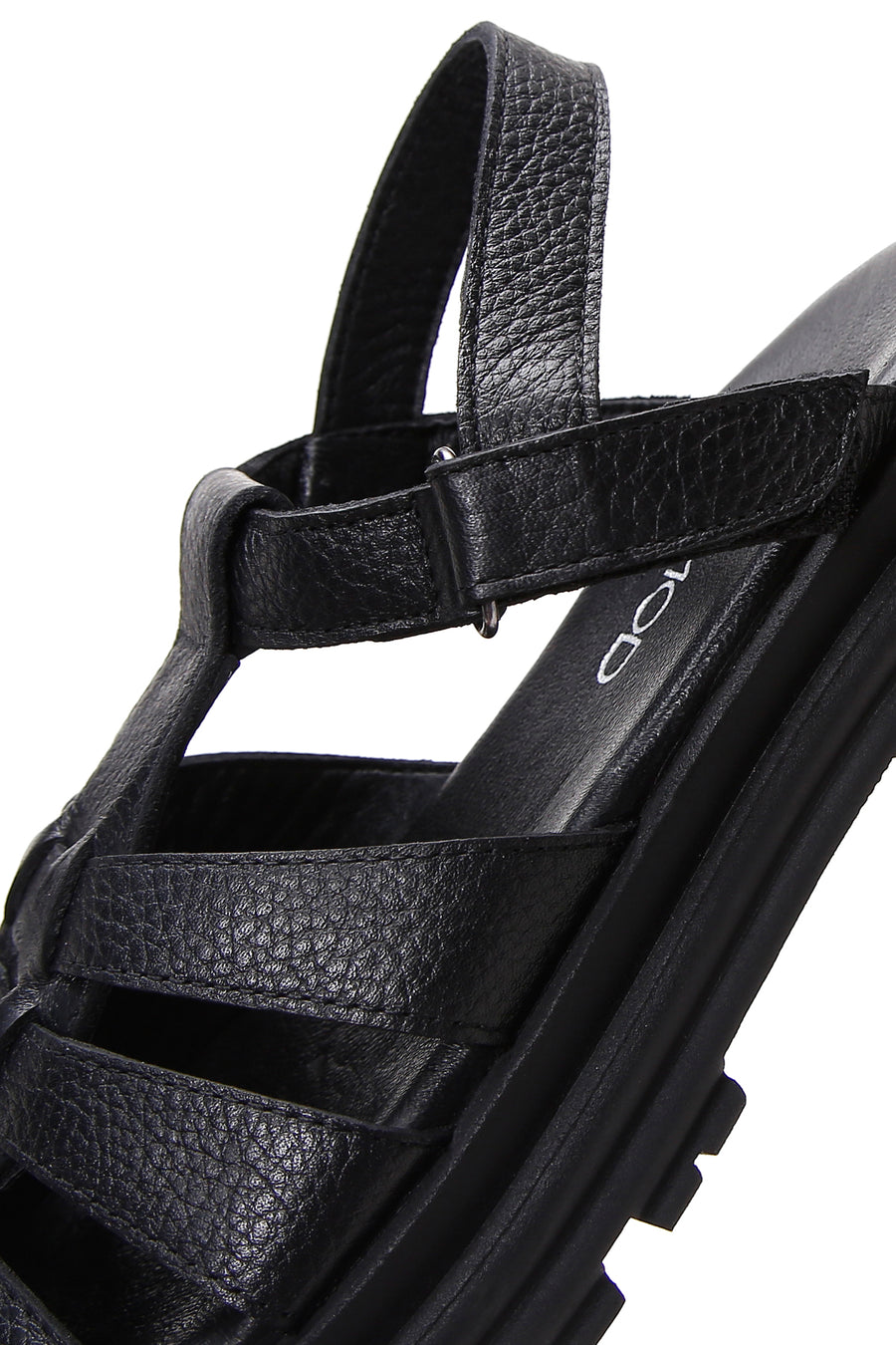 Women's Black Ankle Strap Leather Sandals