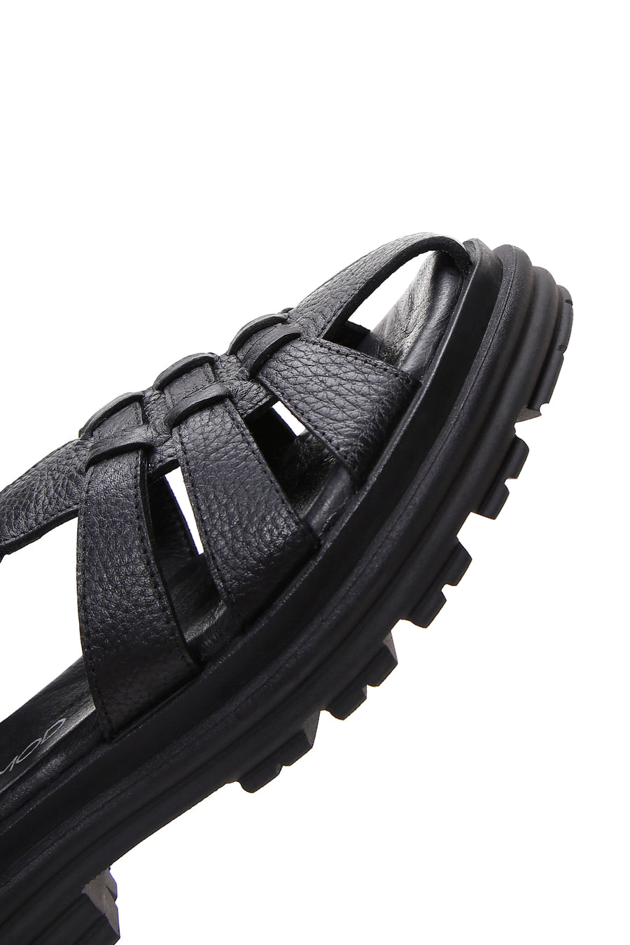 Women's Black Ankle Strap Leather Sandals