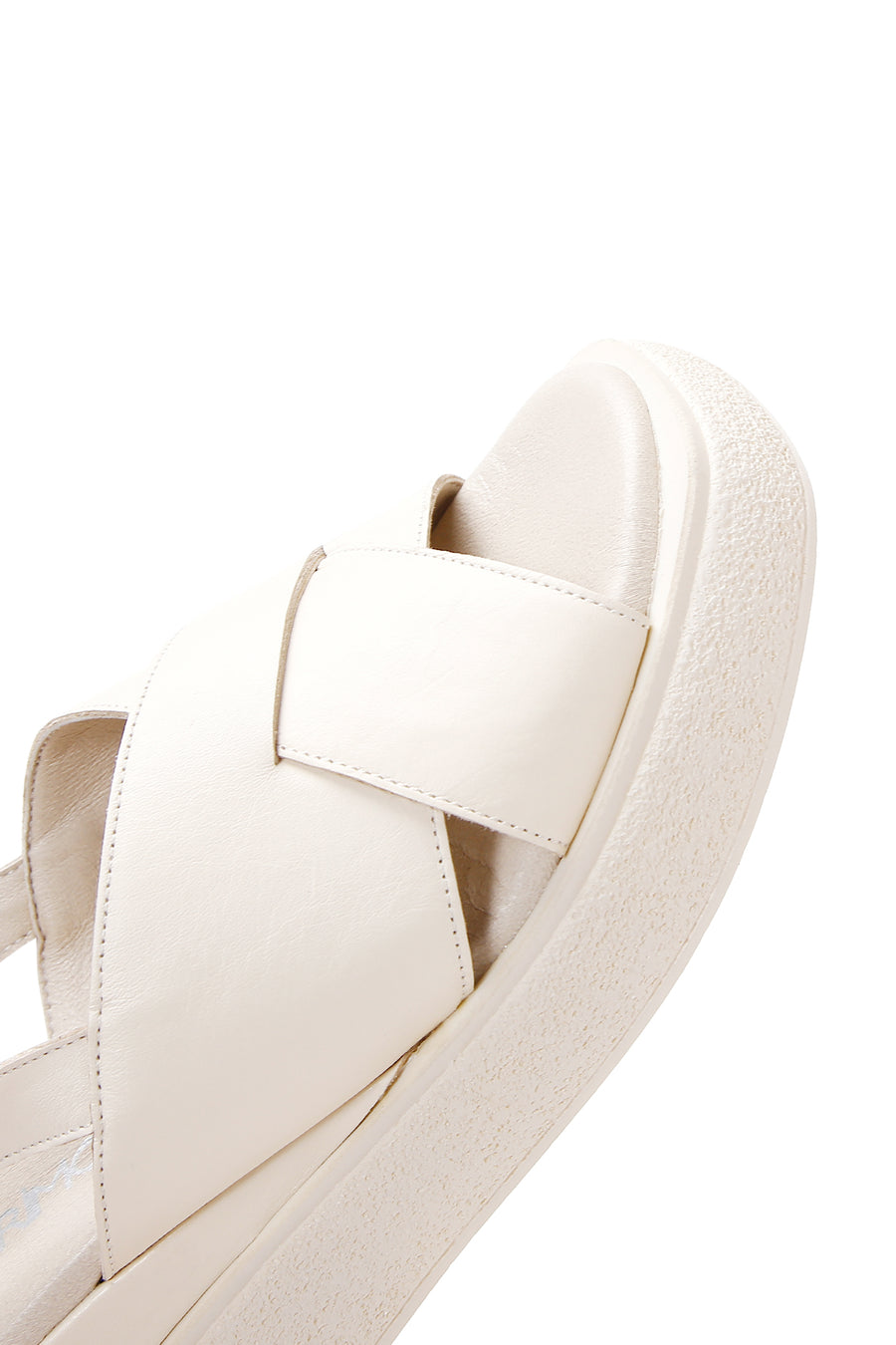 Women's Beige Ankle Strap Thick Soled Leather Sandals