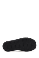Women's Black Double Buckle Straw Leather Slippers | Derimod