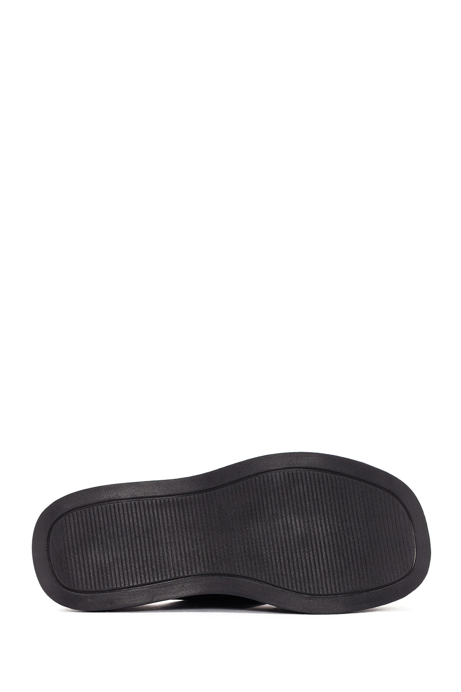 Women's Black Thick Soled Leather Slippers