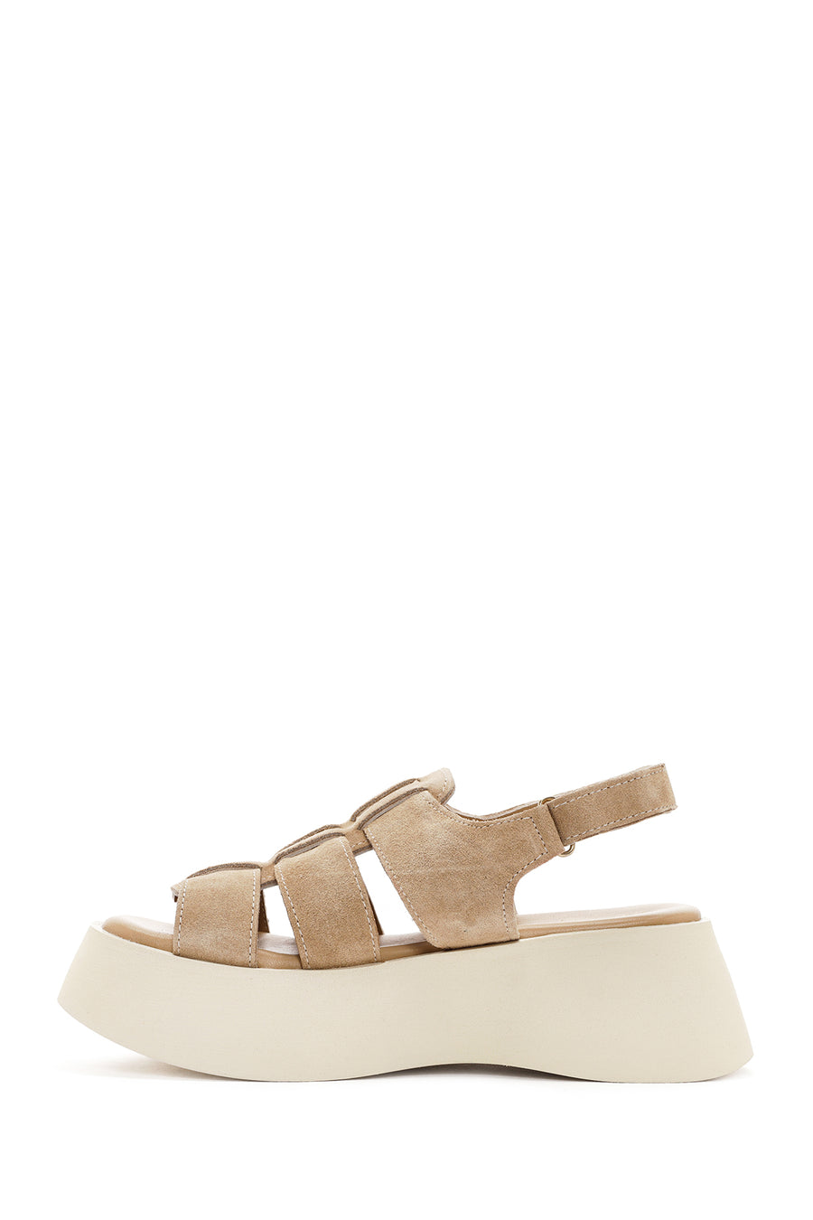 Women's Brown Thick Soled Suede Leather Sandals