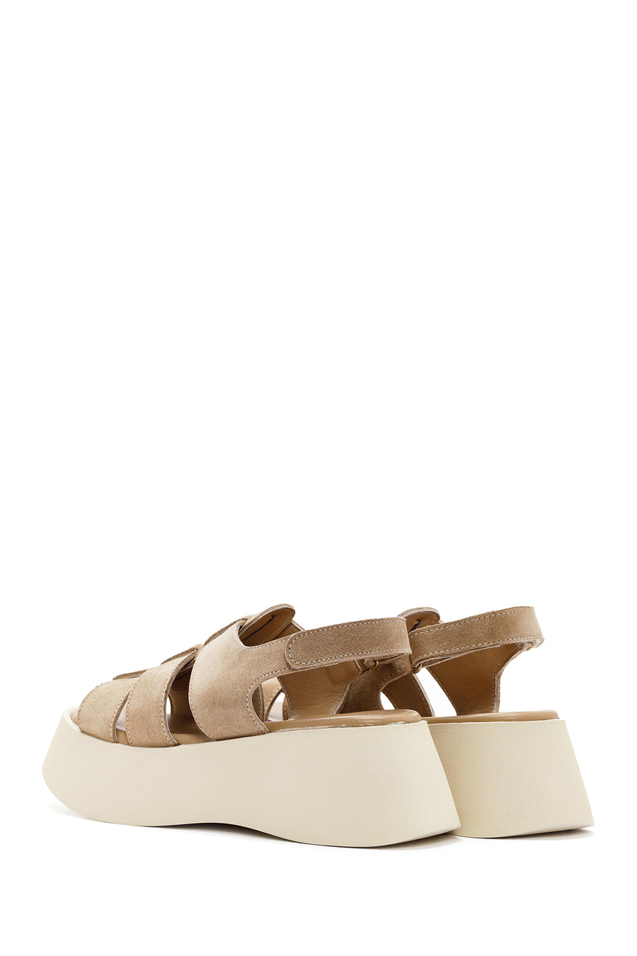 Women's Brown Thick Soled Suede Leather Sandals