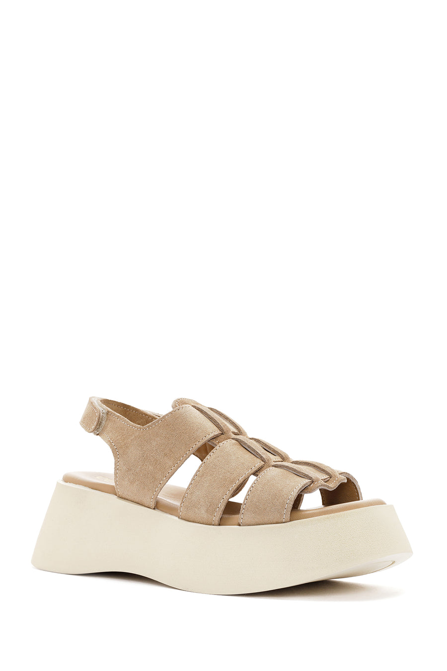 Women's Brown Thick Soled Suede Leather Sandals