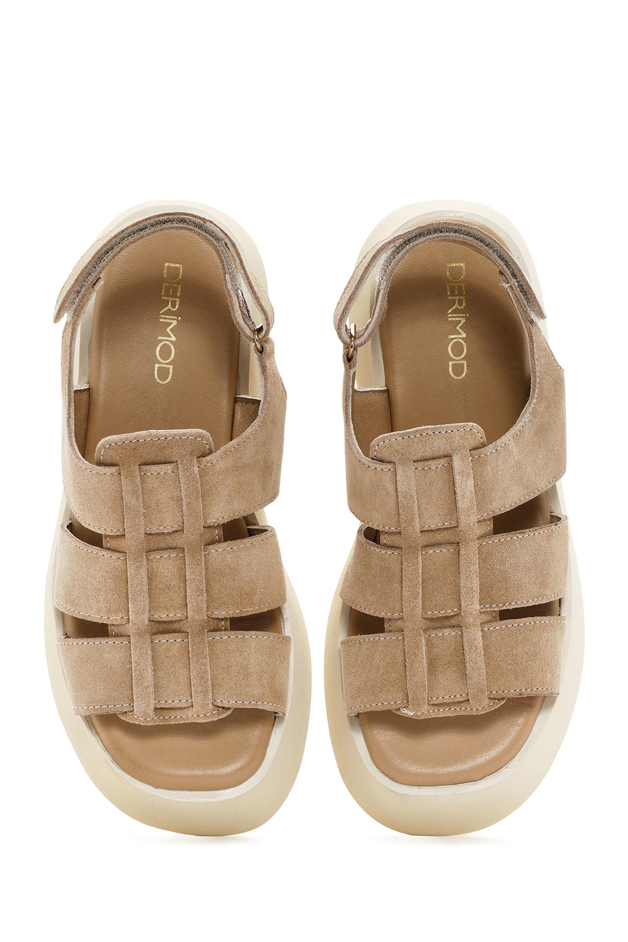 Women's Brown Thick Soled Suede Leather Sandals