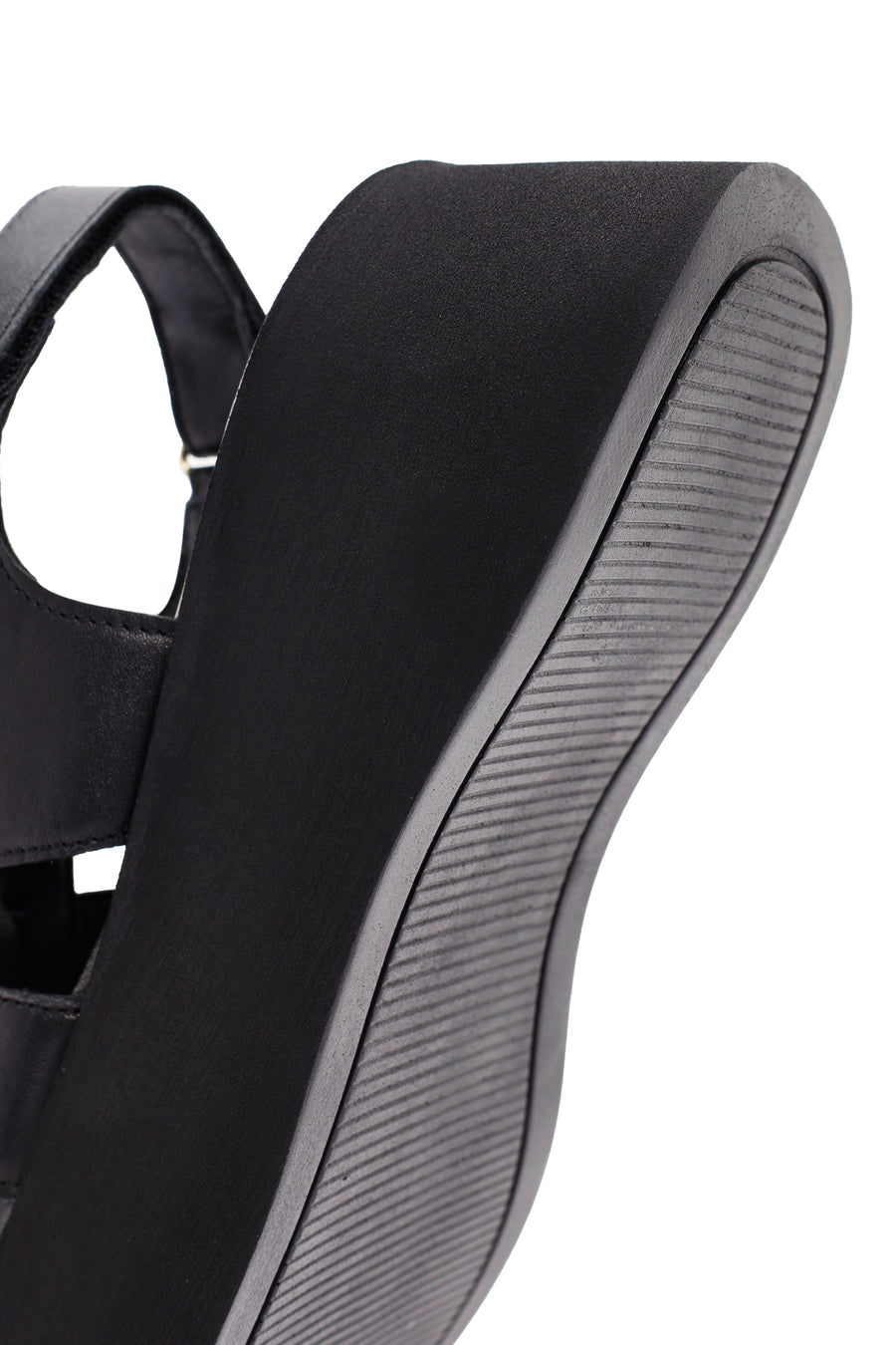 Women's Black Thick-Sole Leather Sandals