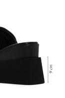 Kadın Siyah Dolgu Topuklu Deri Terlik | Derimod