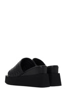 Kadın Siyah Dolgu Topuklu Deri Terlik | Derimod