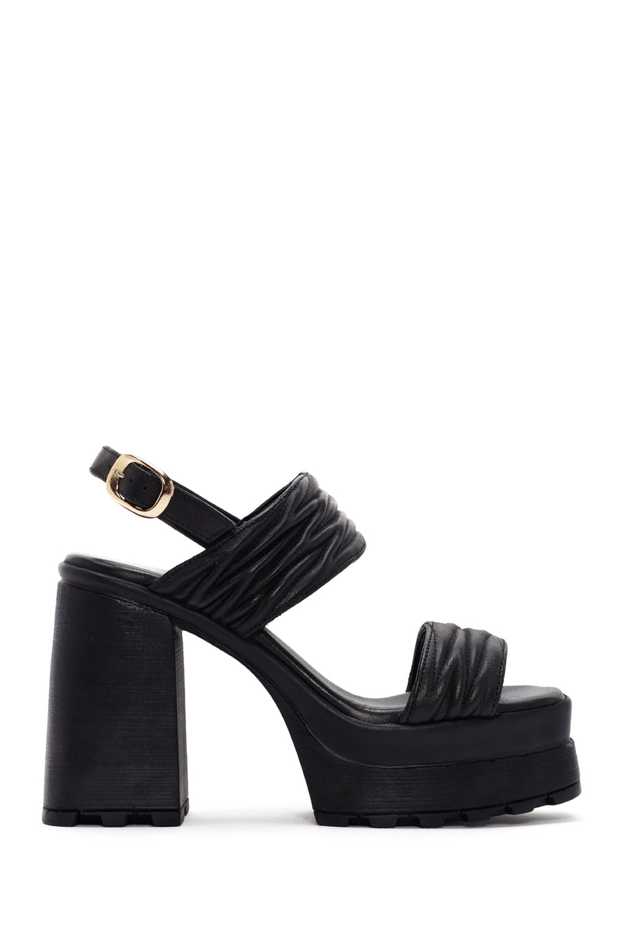 Women's Black Platform High Heel Leather Sandals 24SFD201718 | Derimod