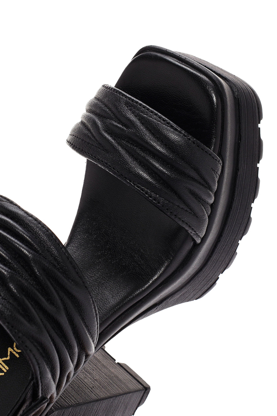 Women's Black Platform High Heel Leather Sandals