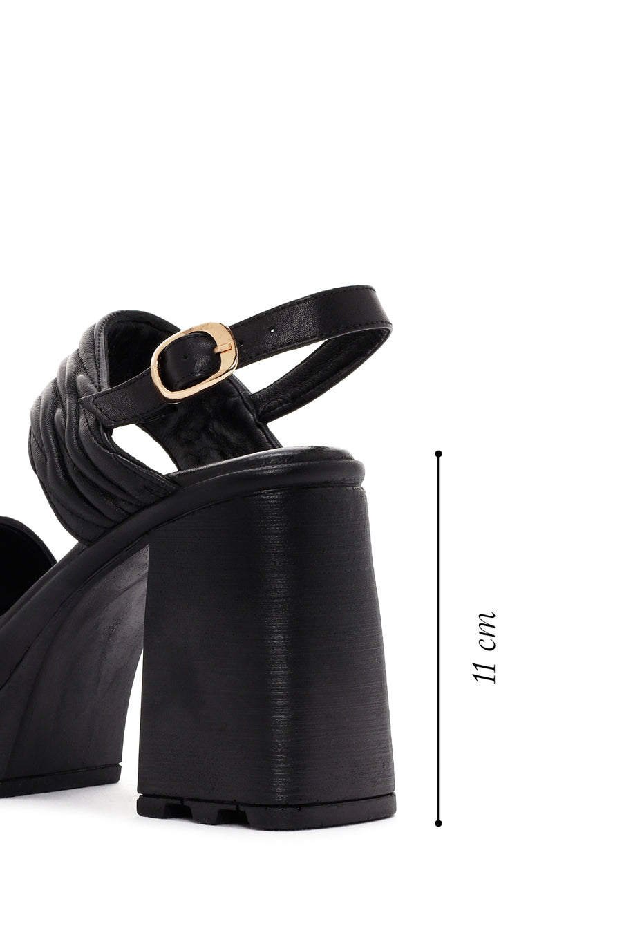 Women's Black Platform High Heel Leather Sandals