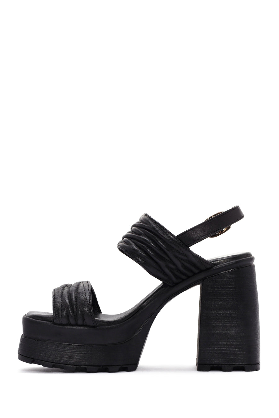 Women's Black Platform High Heel Leather Sandals
