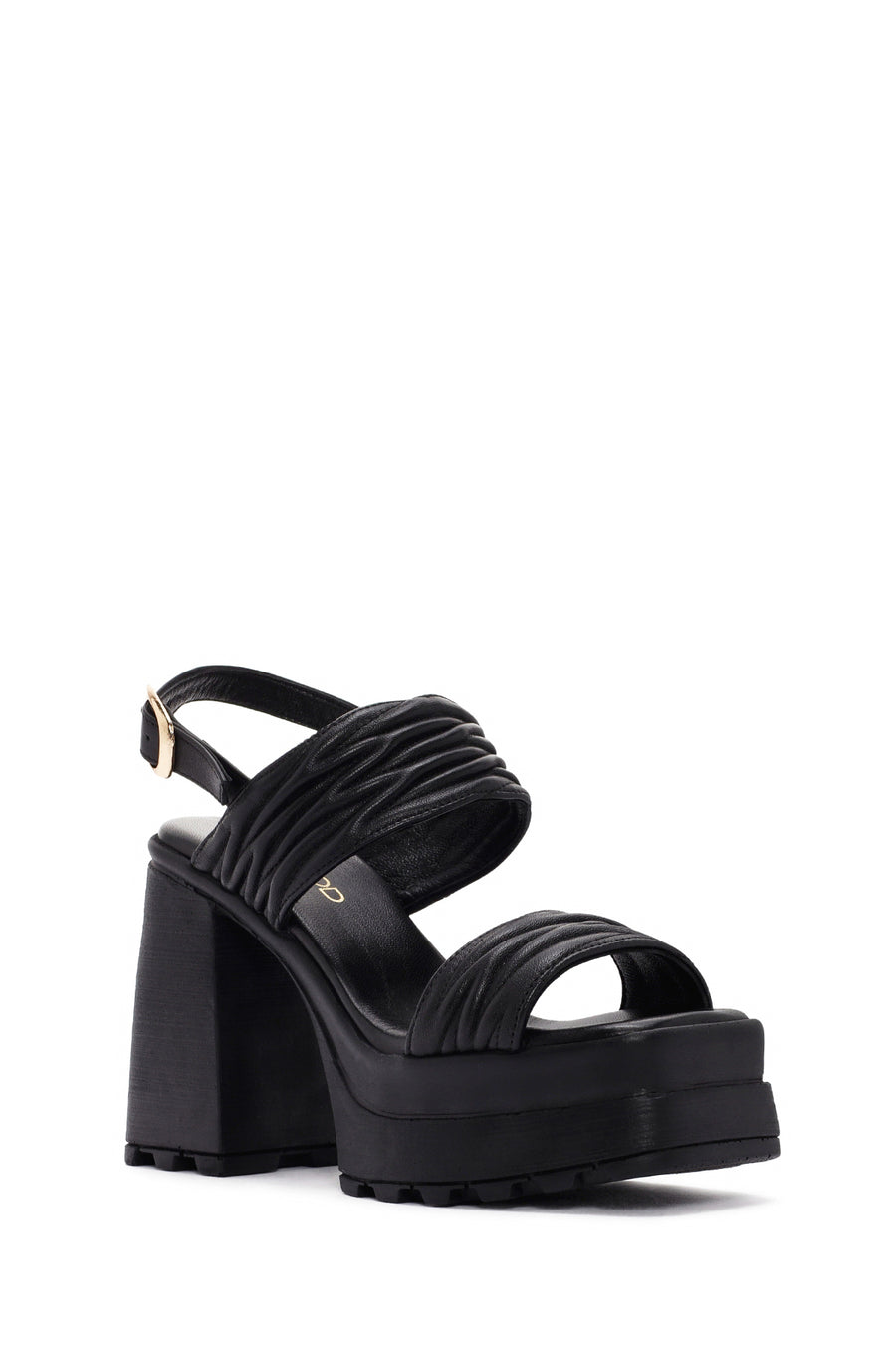 Women's Black Platform High Heel Leather Sandals