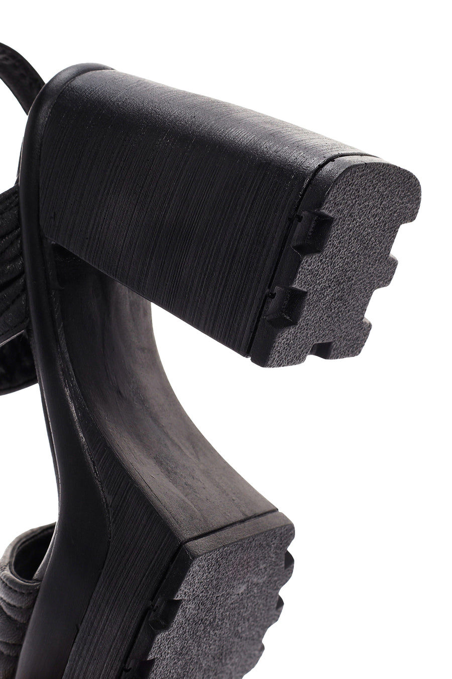 Women's Black Platform High Heel Leather Sandals