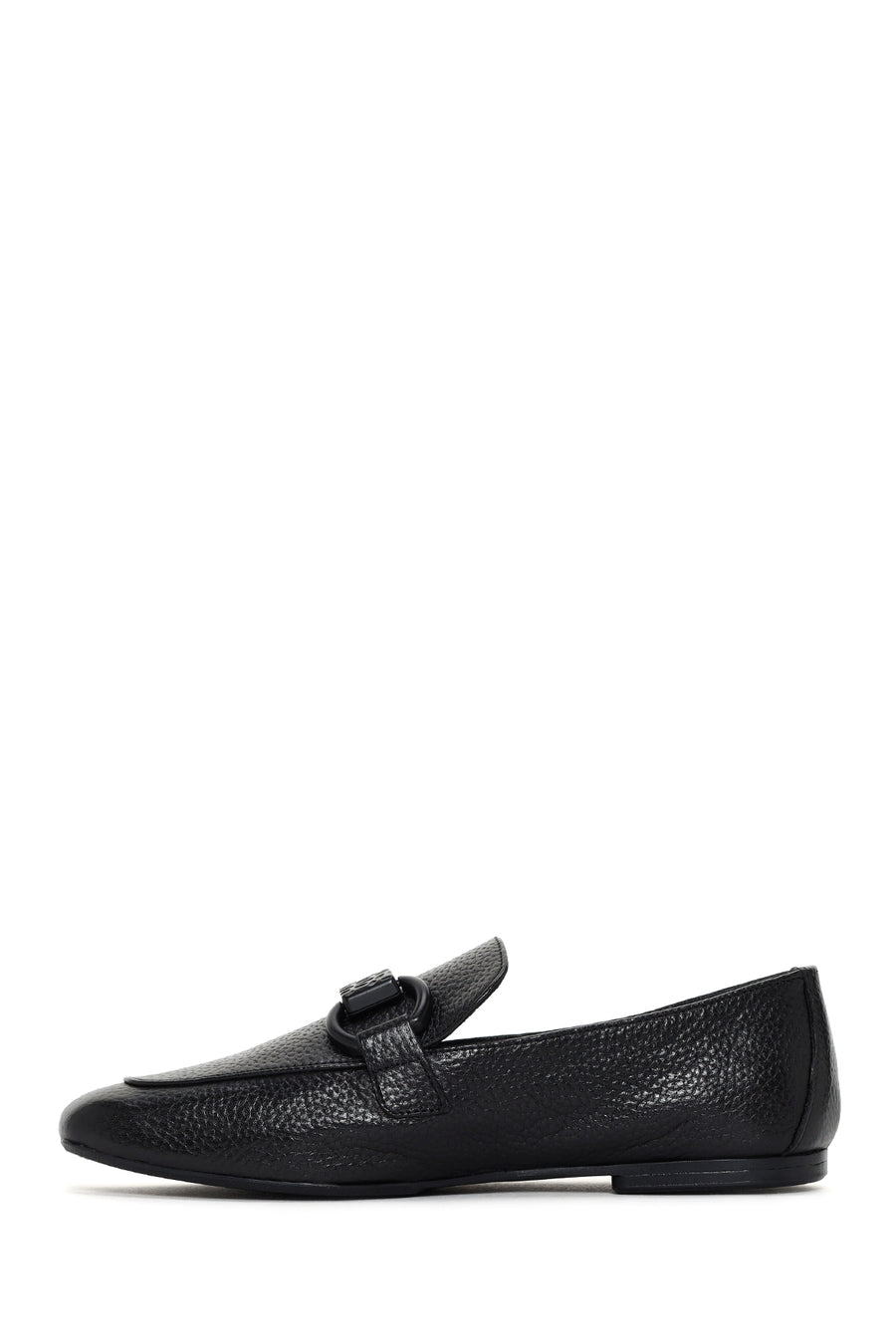 Kadın Siyah Deri Maskülen Loafer
