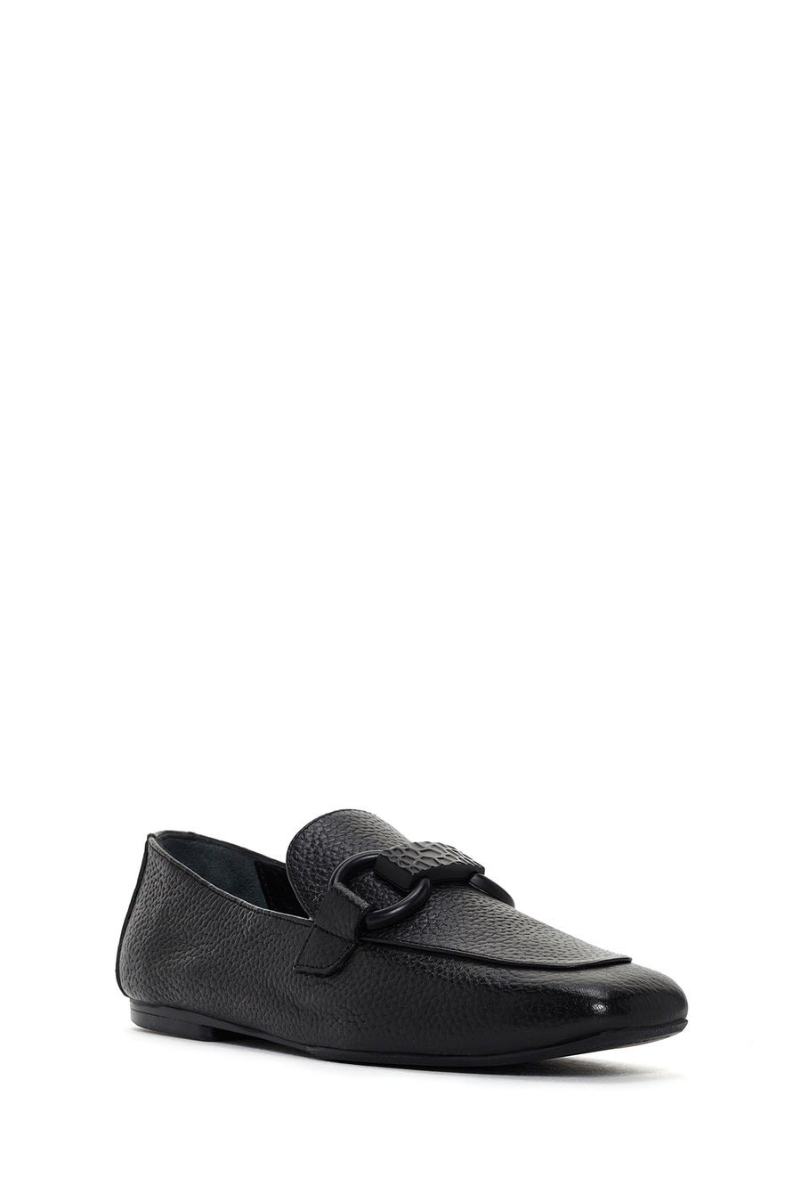 Kadın Siyah Deri Maskülen Loafer
