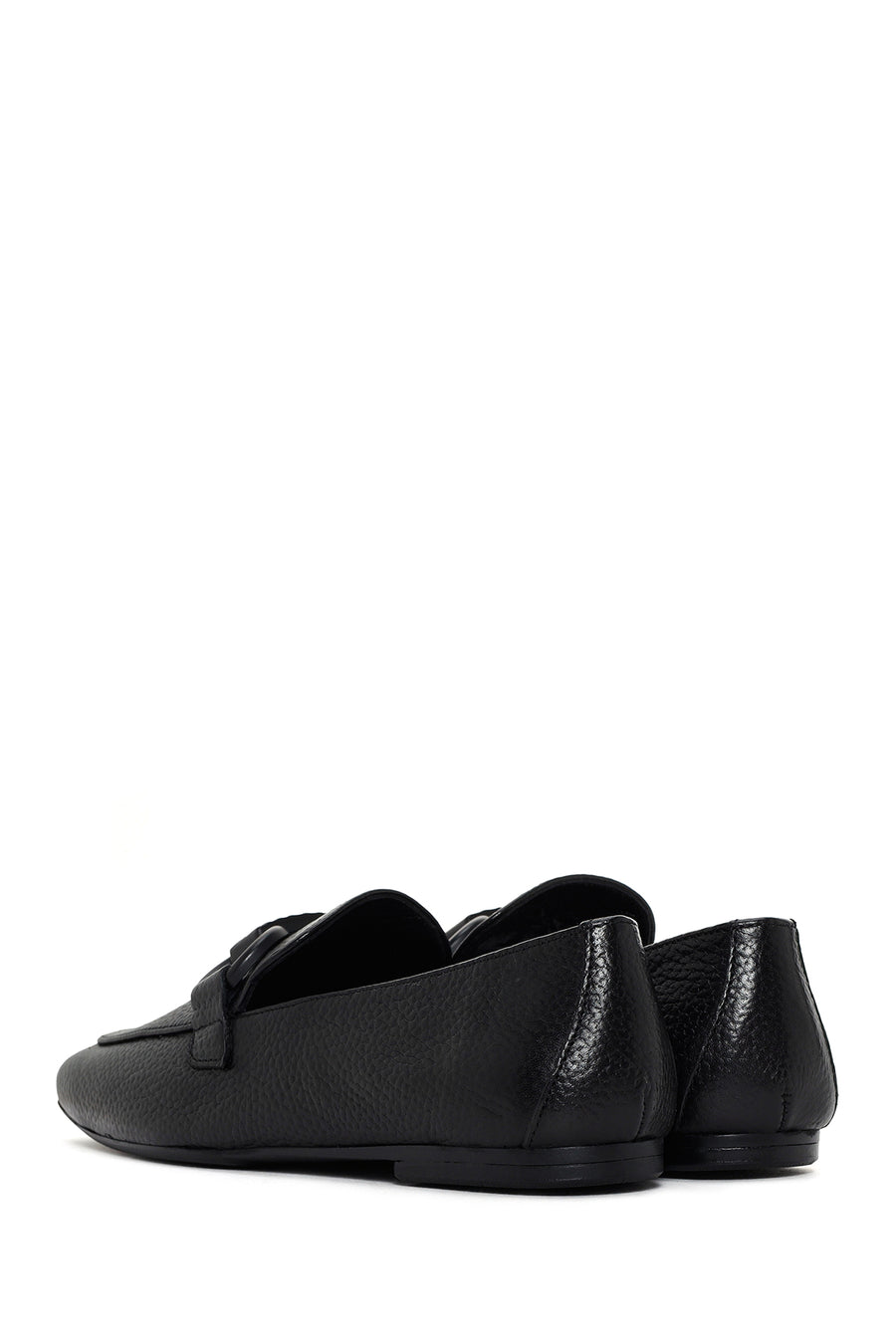 Kadın Siyah Deri Maskülen Loafer