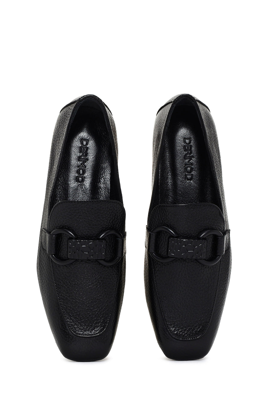 Kadın Siyah Deri Maskülen Loafer
