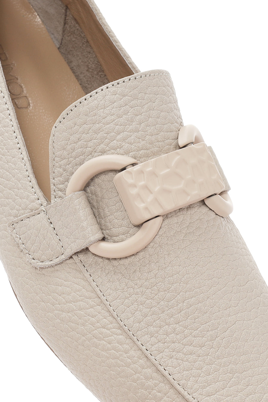 Kadın Krem Deri Maskülen Loafer