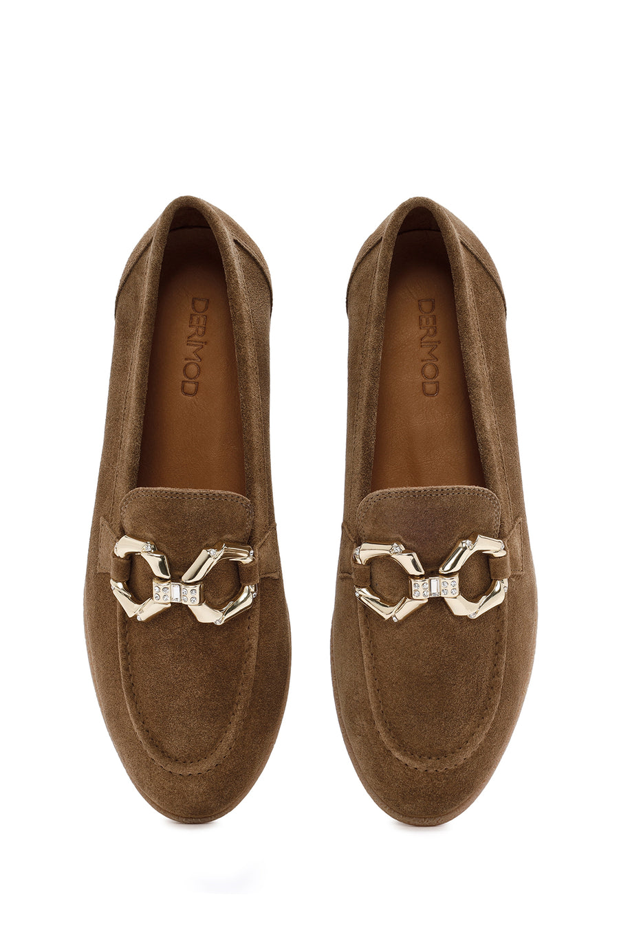 Kadın Taba Süet Deri Maskülen Loafer