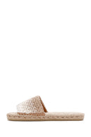 Women's Beige Straw Sole Knitted Espadrille Slippers | Derimod