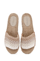 Women's Beige Straw Sole Knitted Espadrille Slippers | Derimod