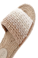 Women's Beige Straw Sole Knitted Espadrille Slippers | Derimod