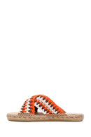 Women's Orange Knitted Espadrille Slippers | Derimod