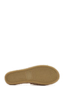 Women's Beige Knitted Leather Espadrille Slippers | Derimod