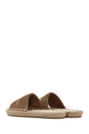 Women's Beige Knitted Leather Espadrille Slippers | Derimod