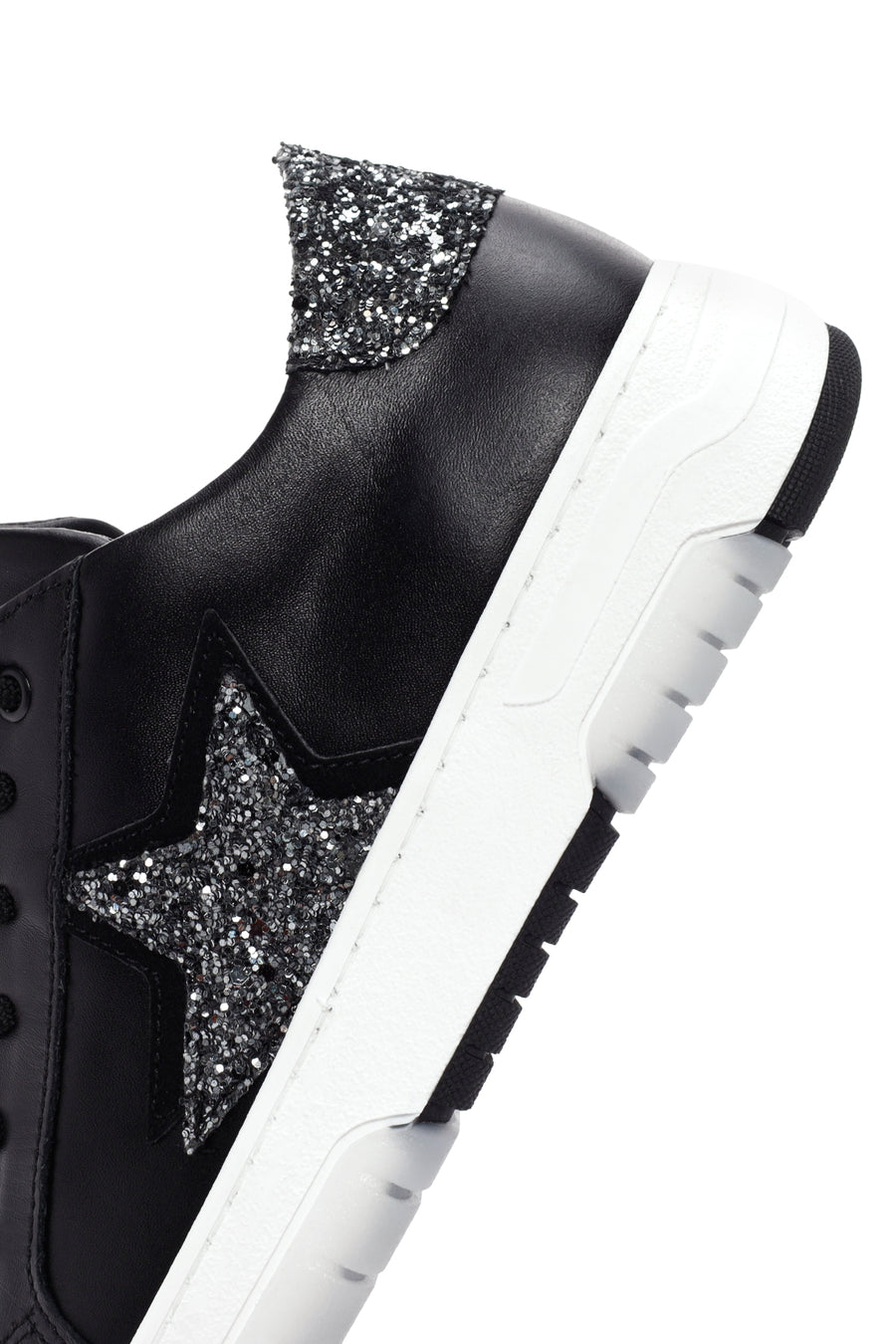 Kadın Siyah Bağcıklı Deri Sneaker