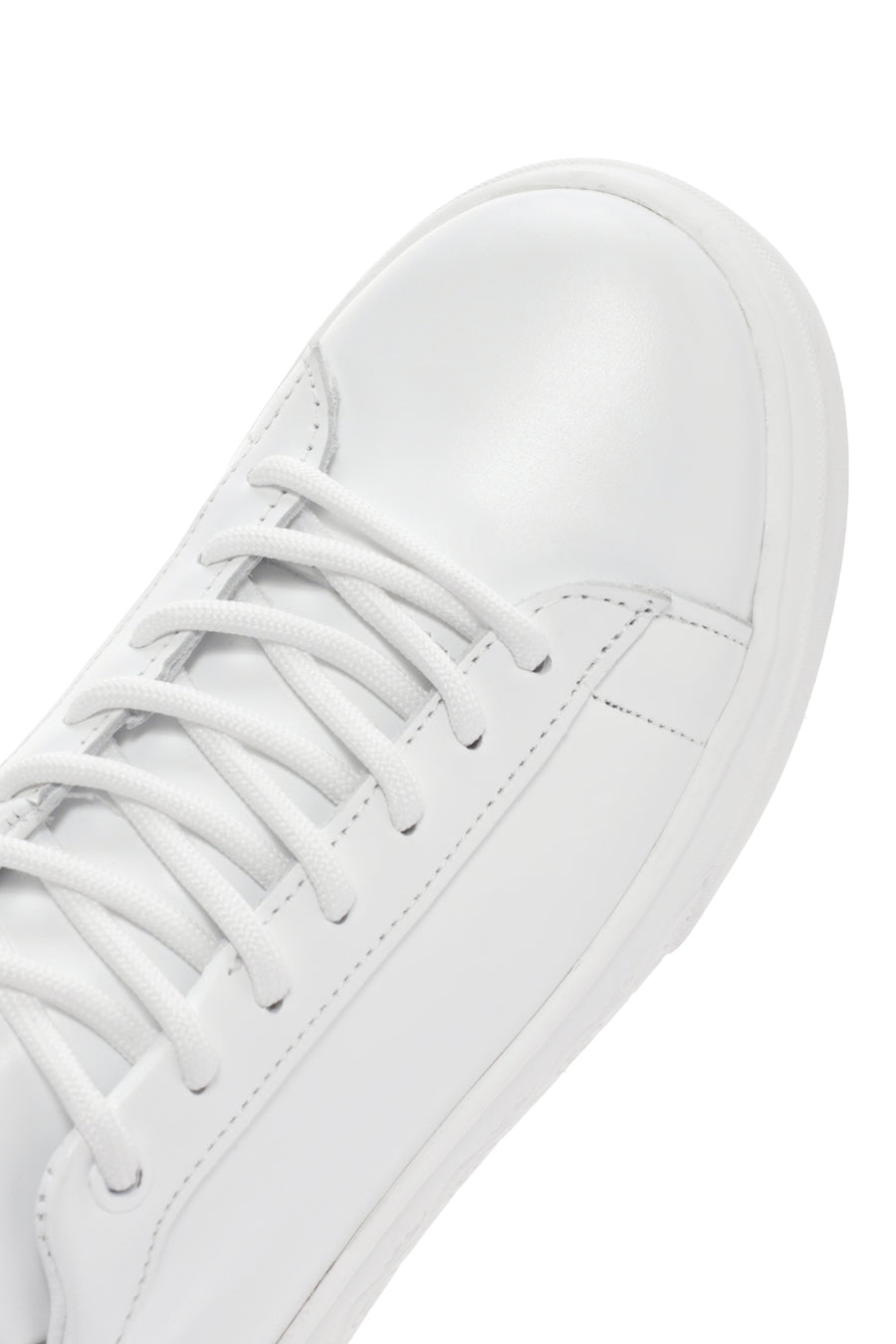 Kadın Beyaz Bağcıklı Deri Sneaker
