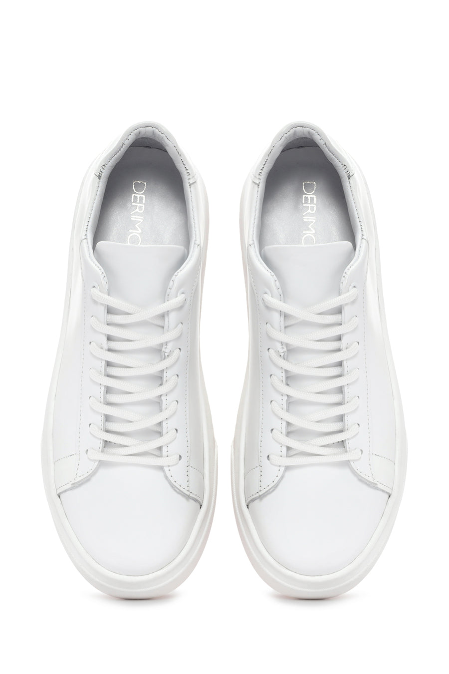 Kadın Beyaz Bağcıklı Deri Sneaker