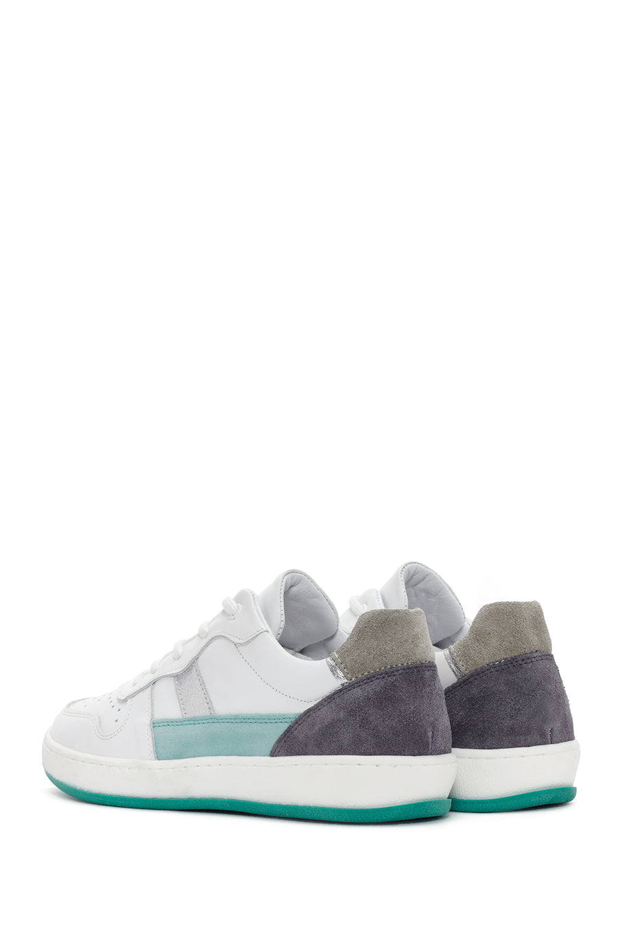 Kadın Beyaz Bağcıklı Deri Sneaker