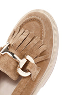 Women's Brown Suede Leather Tassel Loafer | Derimod