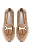 Women's Brown Suede Leather Tassel Loafer | Derimod