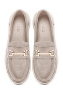Women's Gray Suede Leather Casual Loafer | Derimod