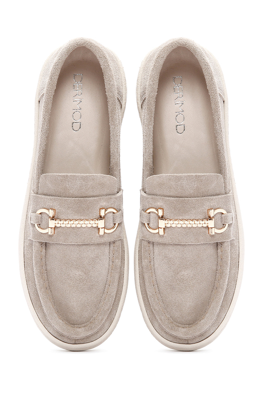 Kadın Gri Süet Deri Casual Loafer