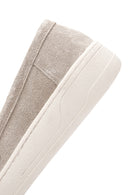 Women's Gray Suede Leather Casual Loafer | Derimod