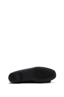 Women's Black Stone Leather Ballerinas | Derimod
