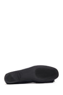 Women's Navy Blue Stone Leather Ballerinas | Derimod