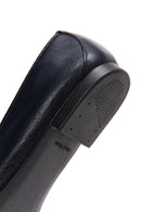 Women's Navy Blue Stone Leather Ballerinas | Derimod