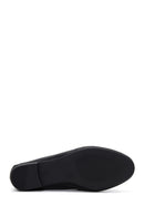 Women's Black Stone Leather Ballerinas | Derimod