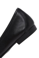 Women's Black Stone Leather Ballerinas | Derimod