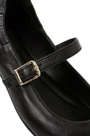 Women's Black Banded Leather Ballerinas | Derimod