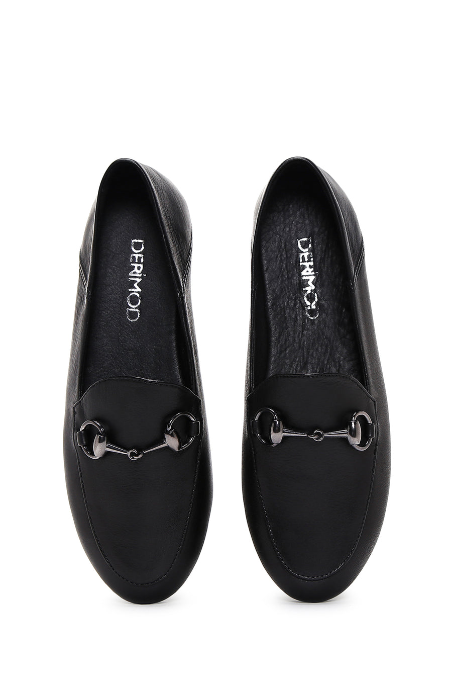 Kadın Siyah Deri Maskülen Loafer