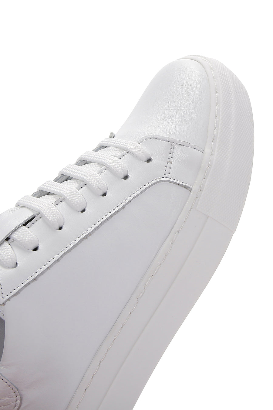 Kadın Beyaz Bağcıklı Deri Sneaker
