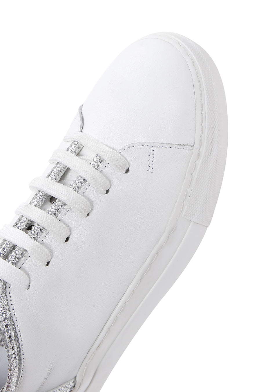 Kadın Beyaz Bağcıklı Deri Sneaker