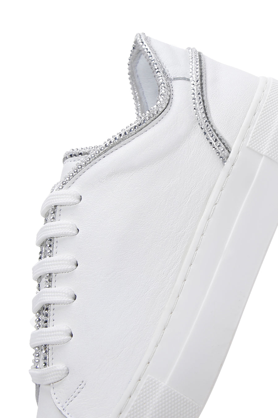 Kadın Beyaz Bağcıklı Deri Sneaker